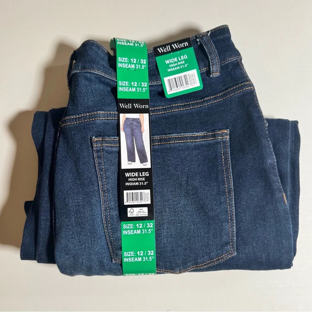 Well Worn Wide Leg High Rise Jeans NWT Size 12/32 - Picture 2 of 4